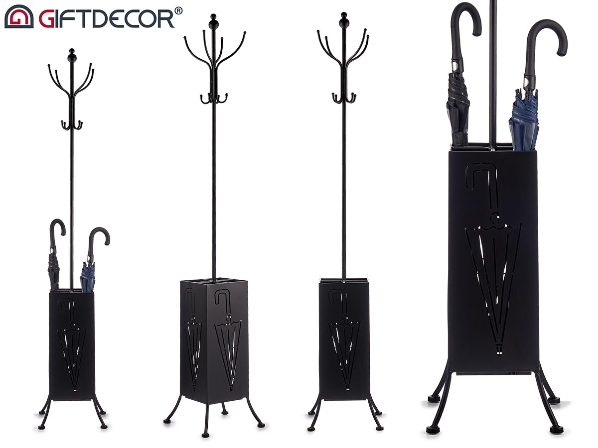 Square Black Metal Coat Rack Umbrella S Holder