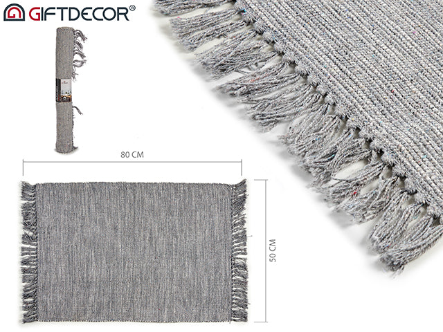 Grey Cotton Carpet 50 x 80 cm