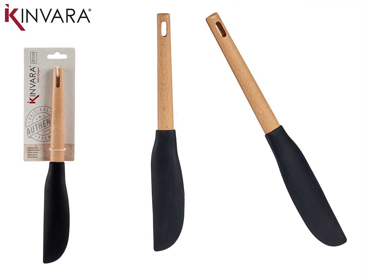 30Cm Silicone Handle Beech Wood Spatula