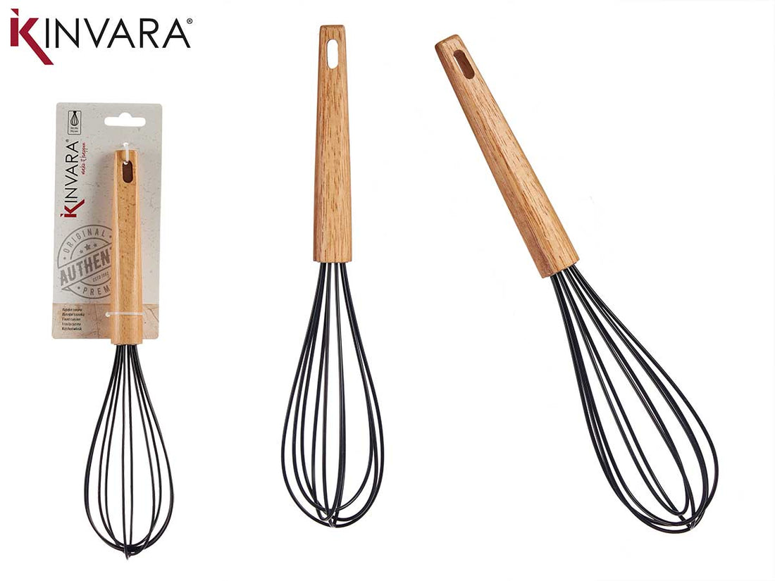 30Cm Silicone Handle Beech Wood Whisk