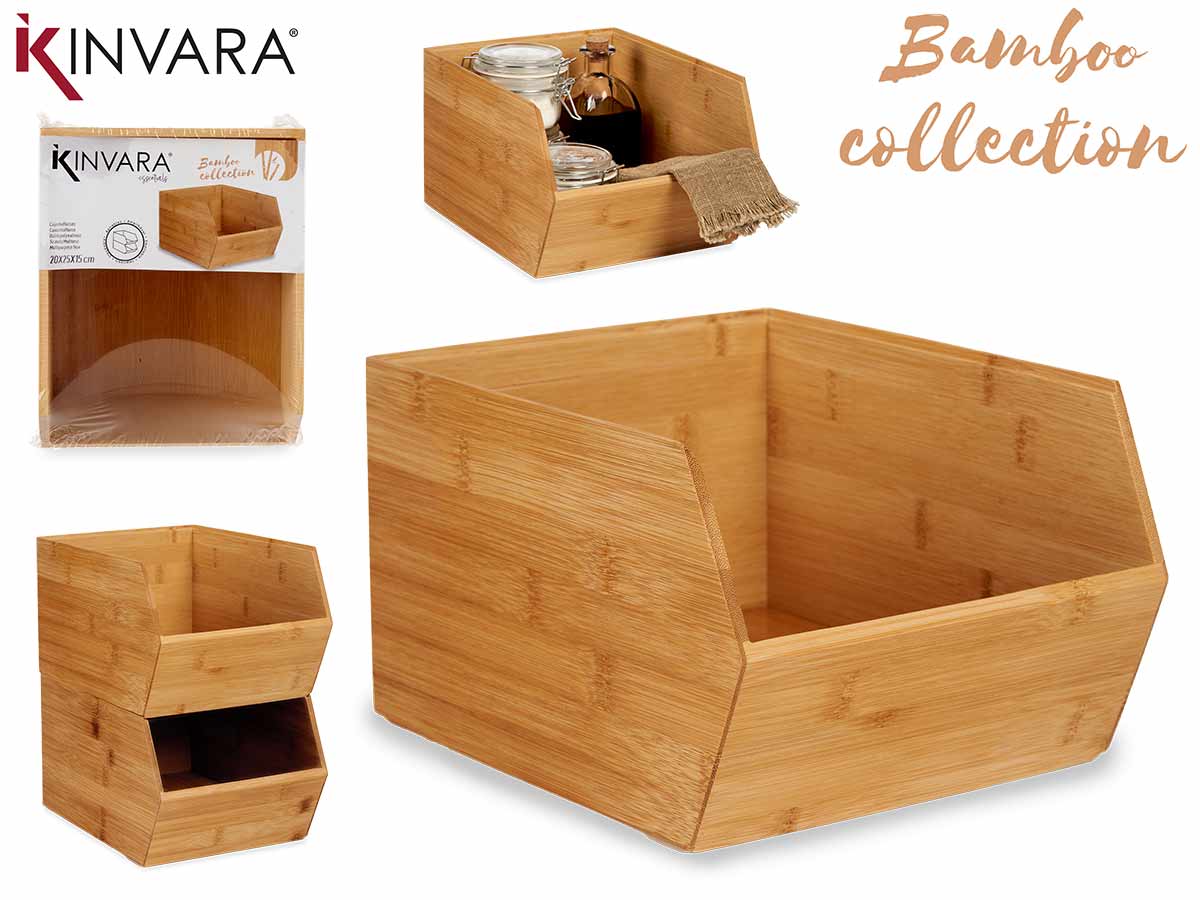 Caja apilable de bambú