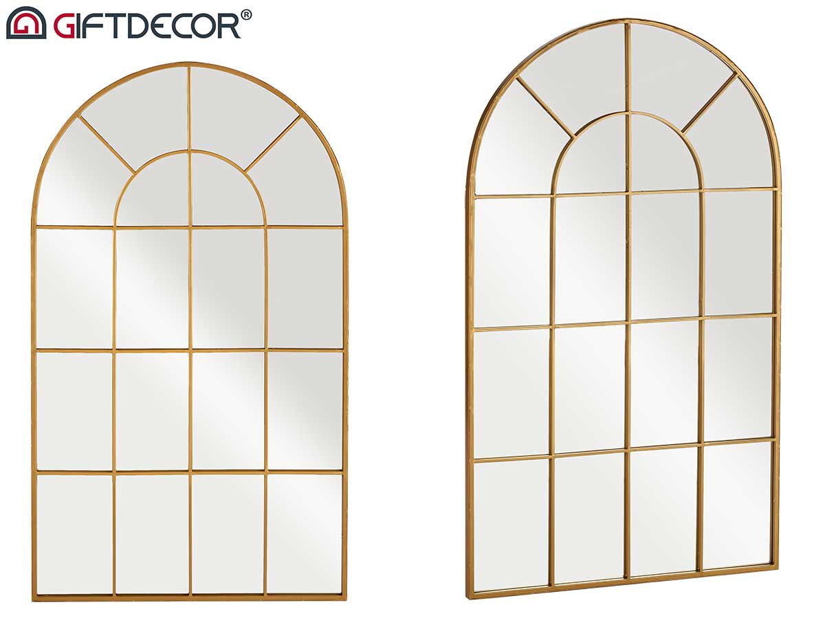 Espejo de ventana curvo dorado 120 x 70 cm