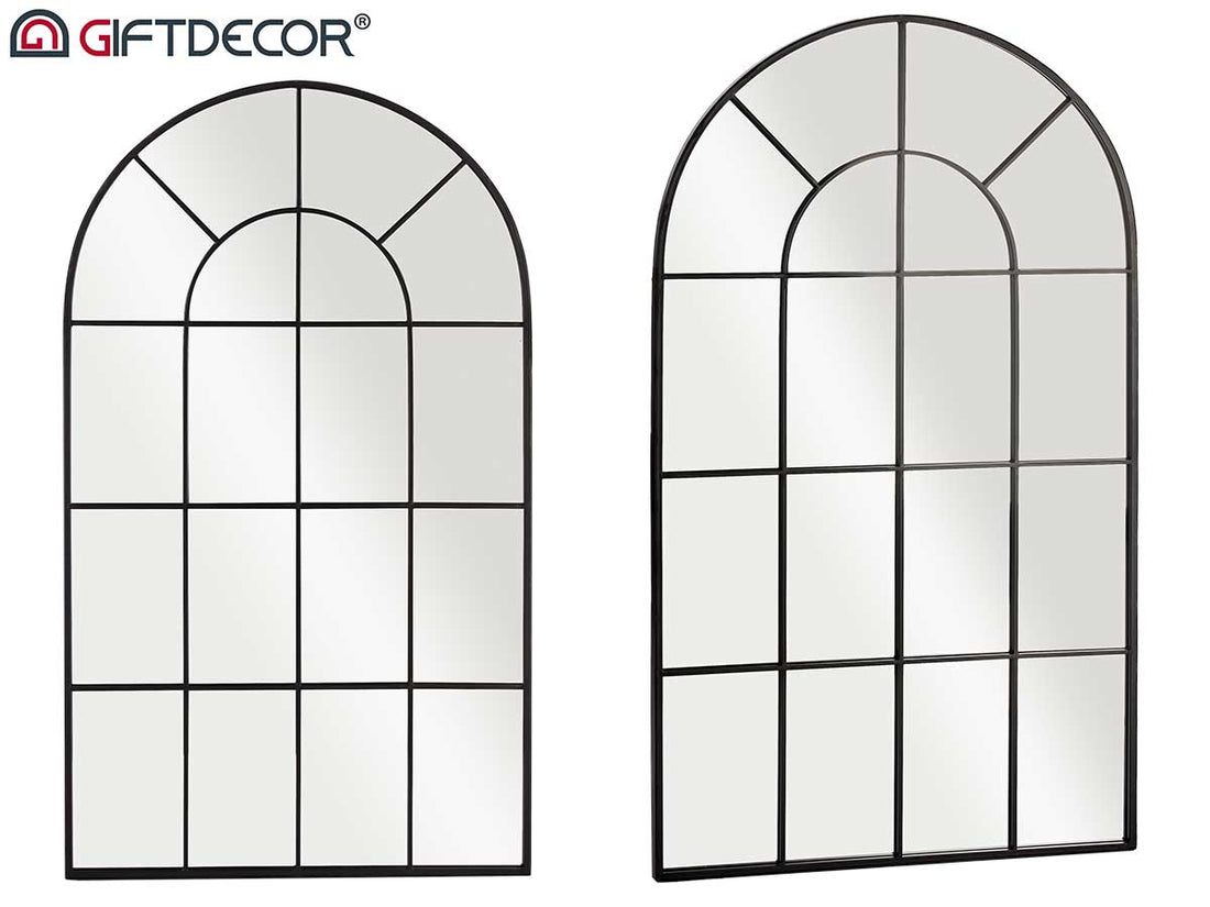 Black Curved Window Mirror 120 x 70 cm