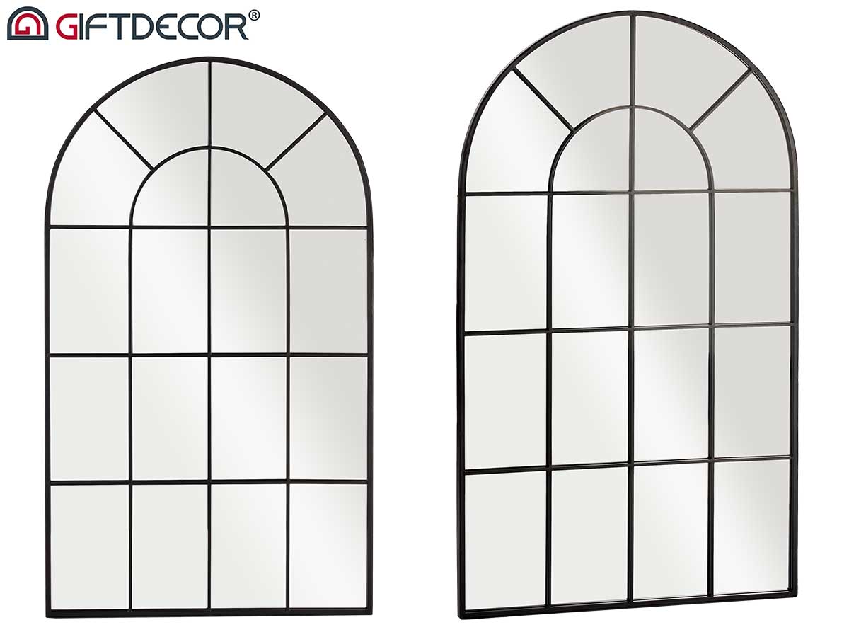 Espejo ventana curvo negro 120 x 70 cm