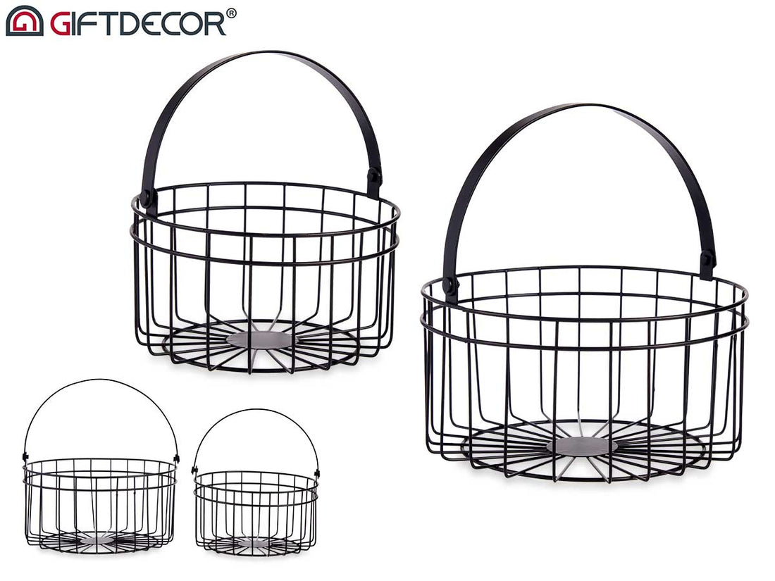 Set 2 Black Round Baskets