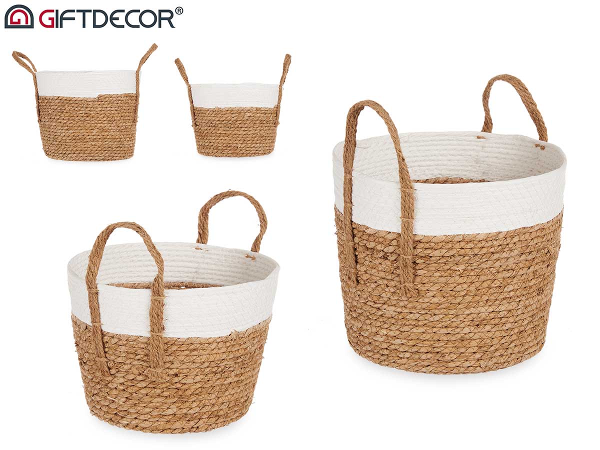 Set 2 White Seagrass Basket