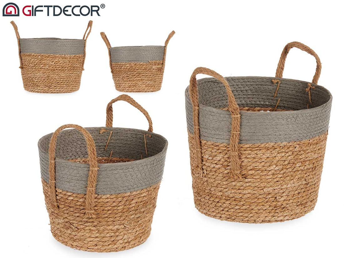 Set 2 Grey Seagrass Basket