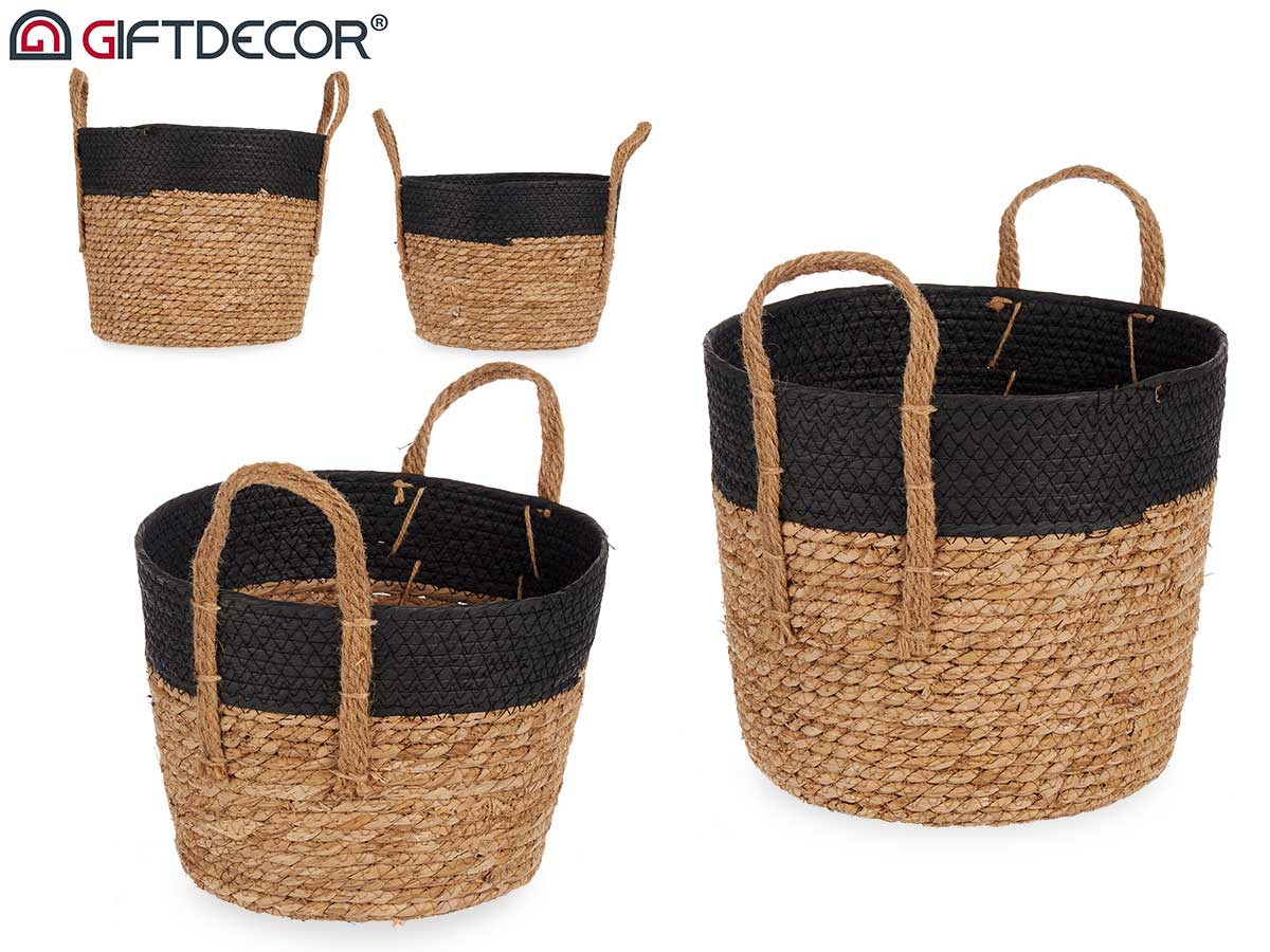 Set 2 Black Seagrass Basket