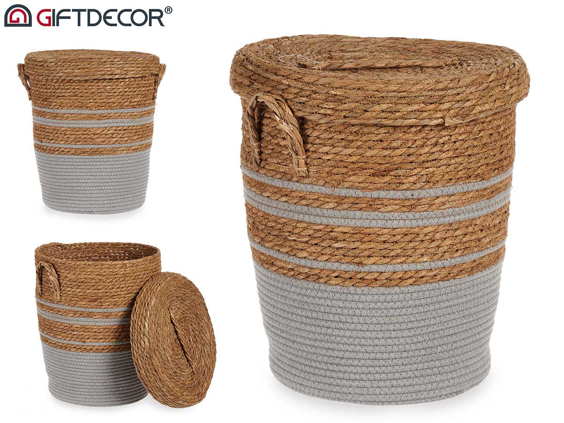 Small Grey Seagrass Basket With Cover