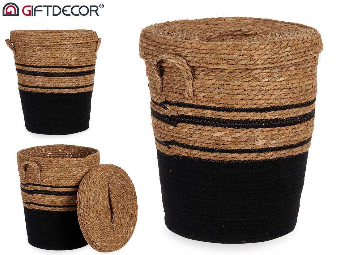 Small Black Seagrass Basket With Cover