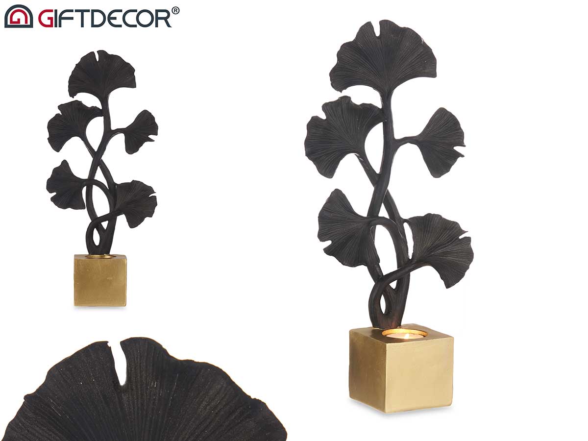 Black Flowers Decoration Gold Base