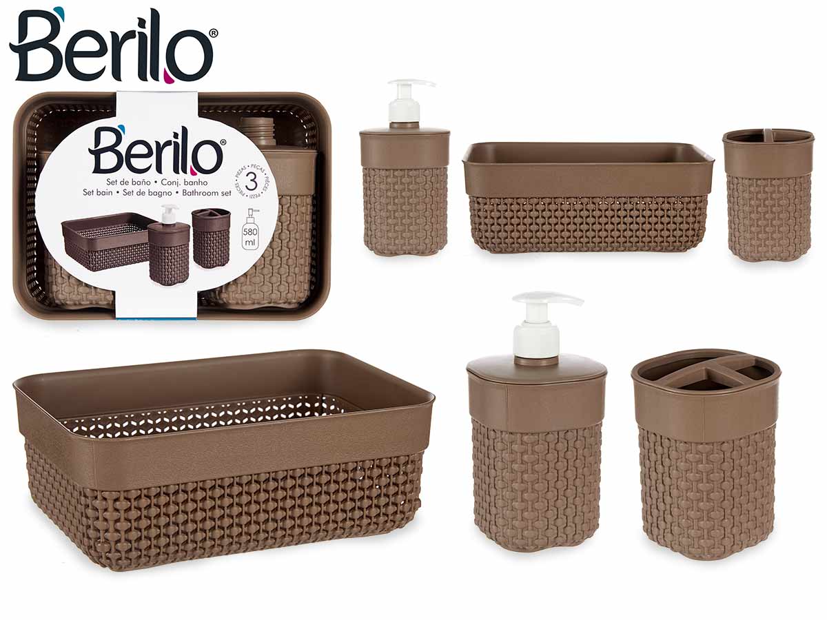 Conjunto de banheiro marrom de 3 peças