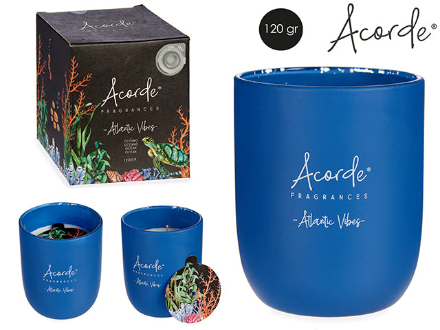 Vela de vidro com design perfumado oceano 20h