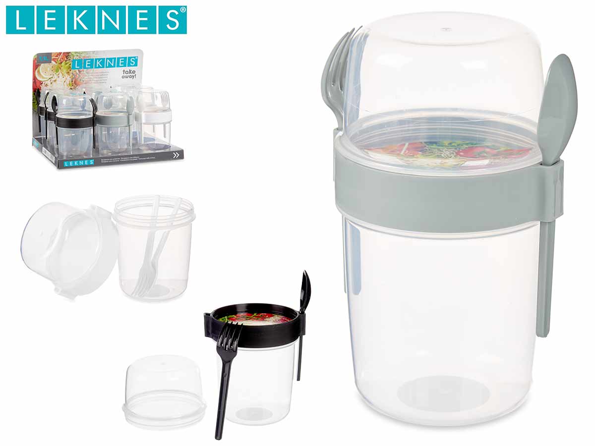 Plastic Container 1.1L With Utensils Assort 3