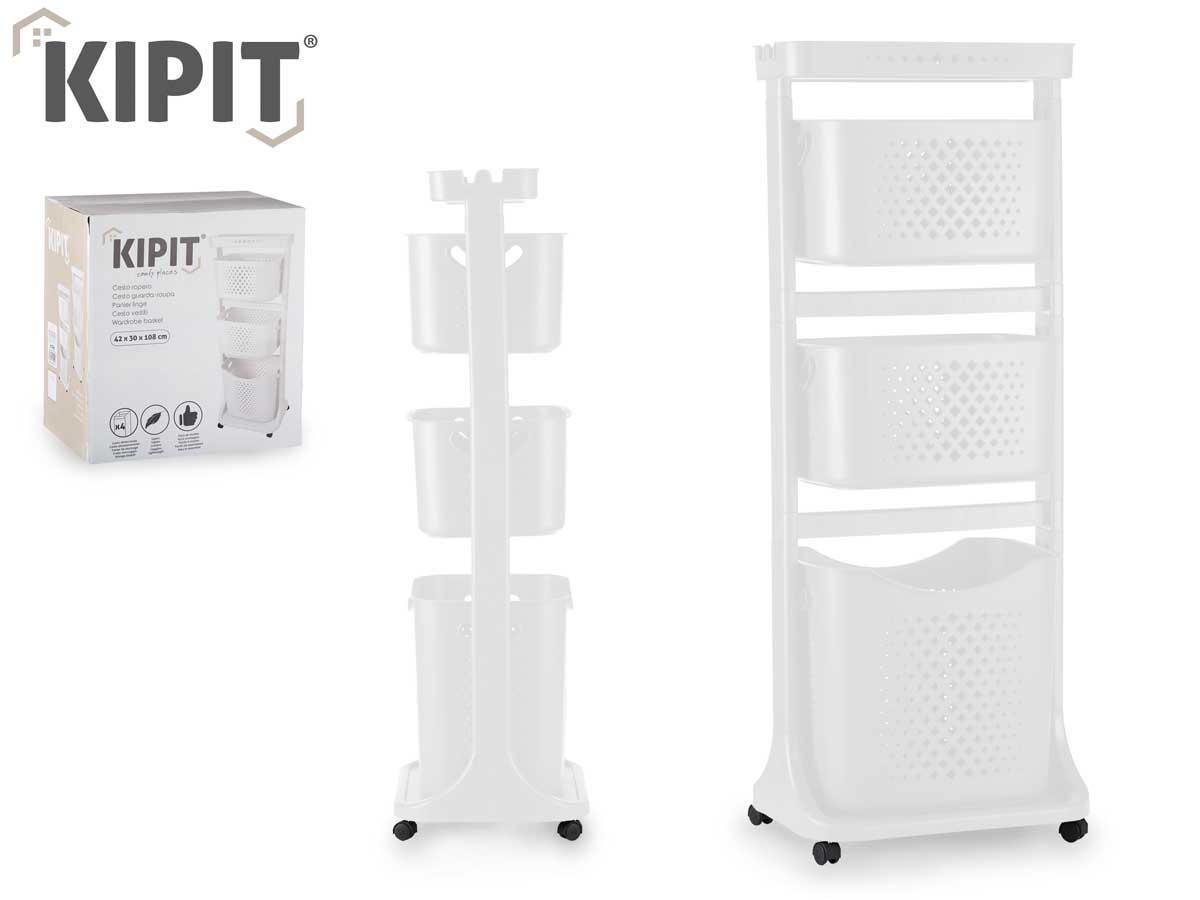 Organizador Ropa Plastico Blanco 3 Alturas Ruedas