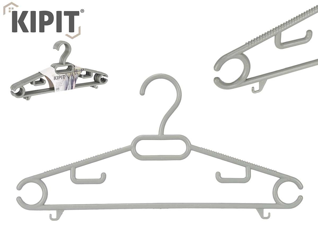 Set 6 Grey Plastico Hangers