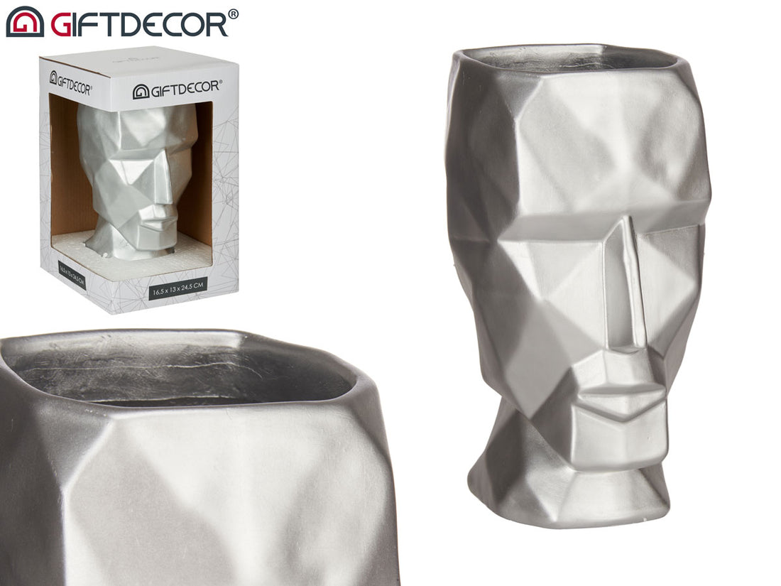 Vase 3D Face Silver