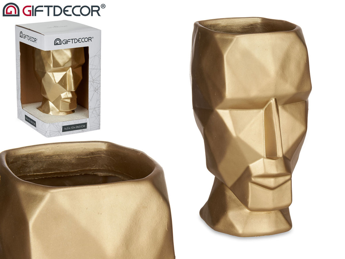 Vase 3D Face Gold