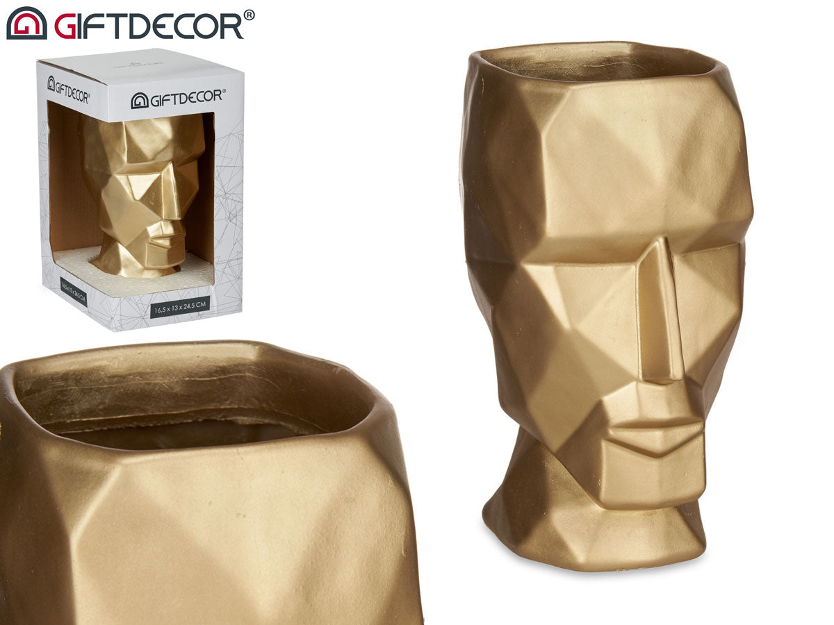 Vaso 3D Rosto Dourado