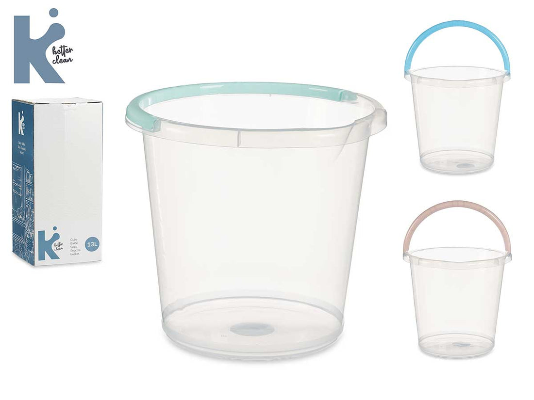 Transparent Water Bucket W Handle 13L Set 3 Pst C