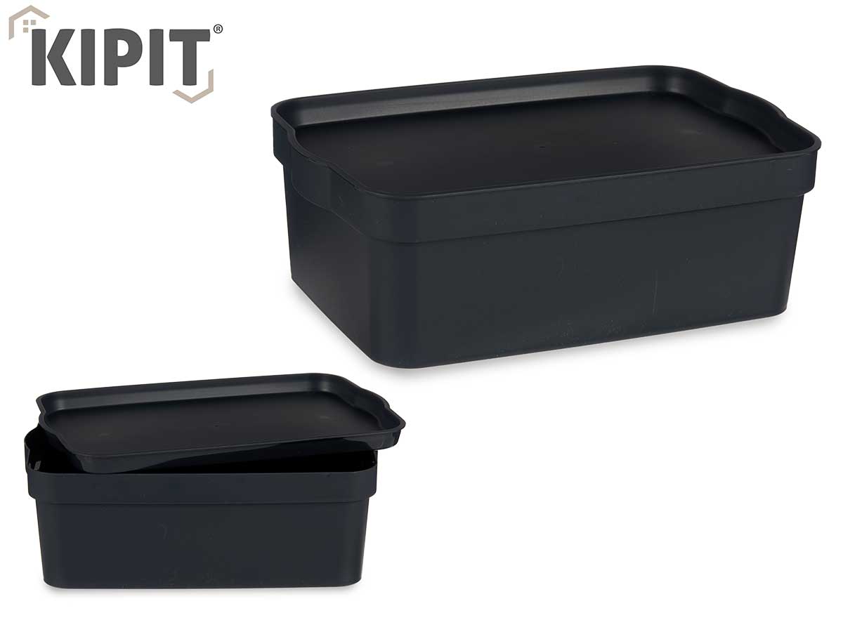 Anthracite Plastic Storage Box With Cover 6L