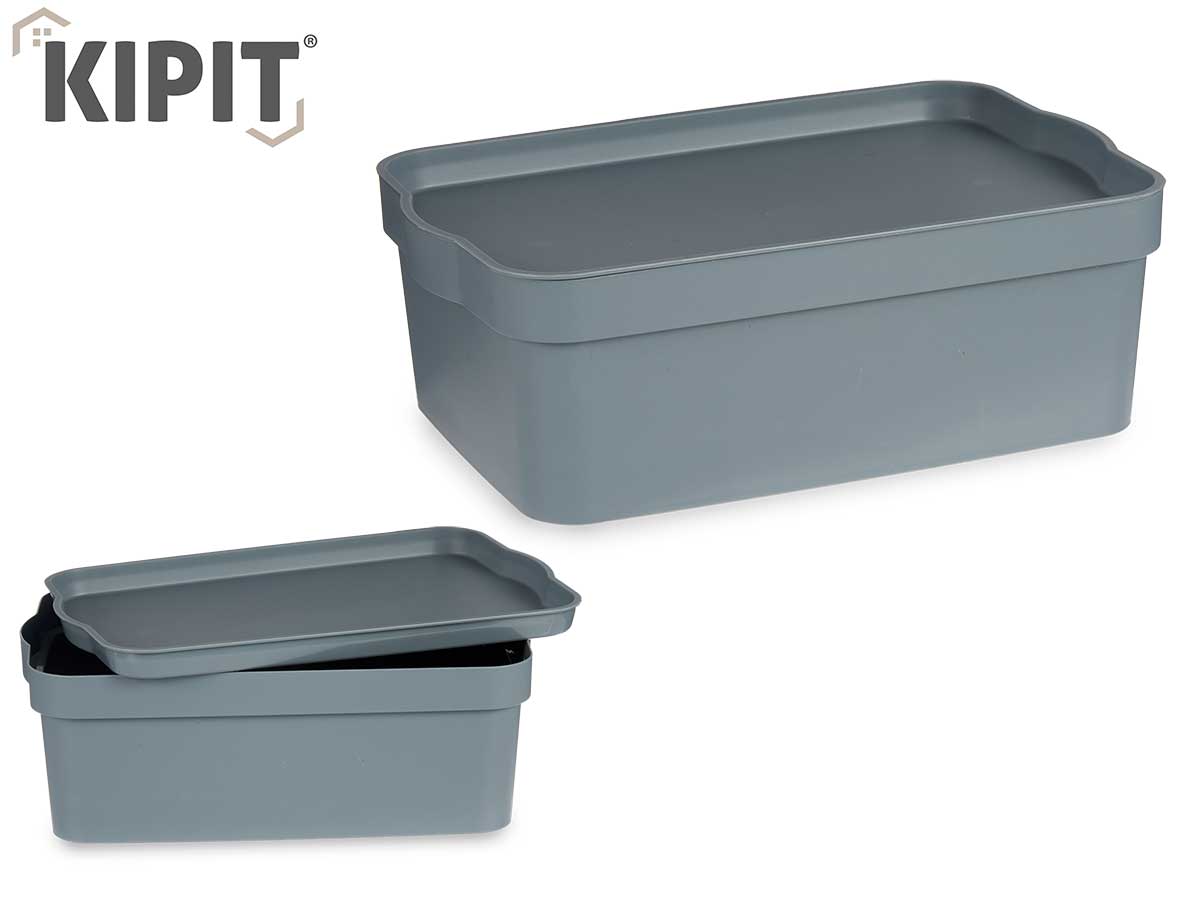 Grey Plastic Storage Box With Cover 6L