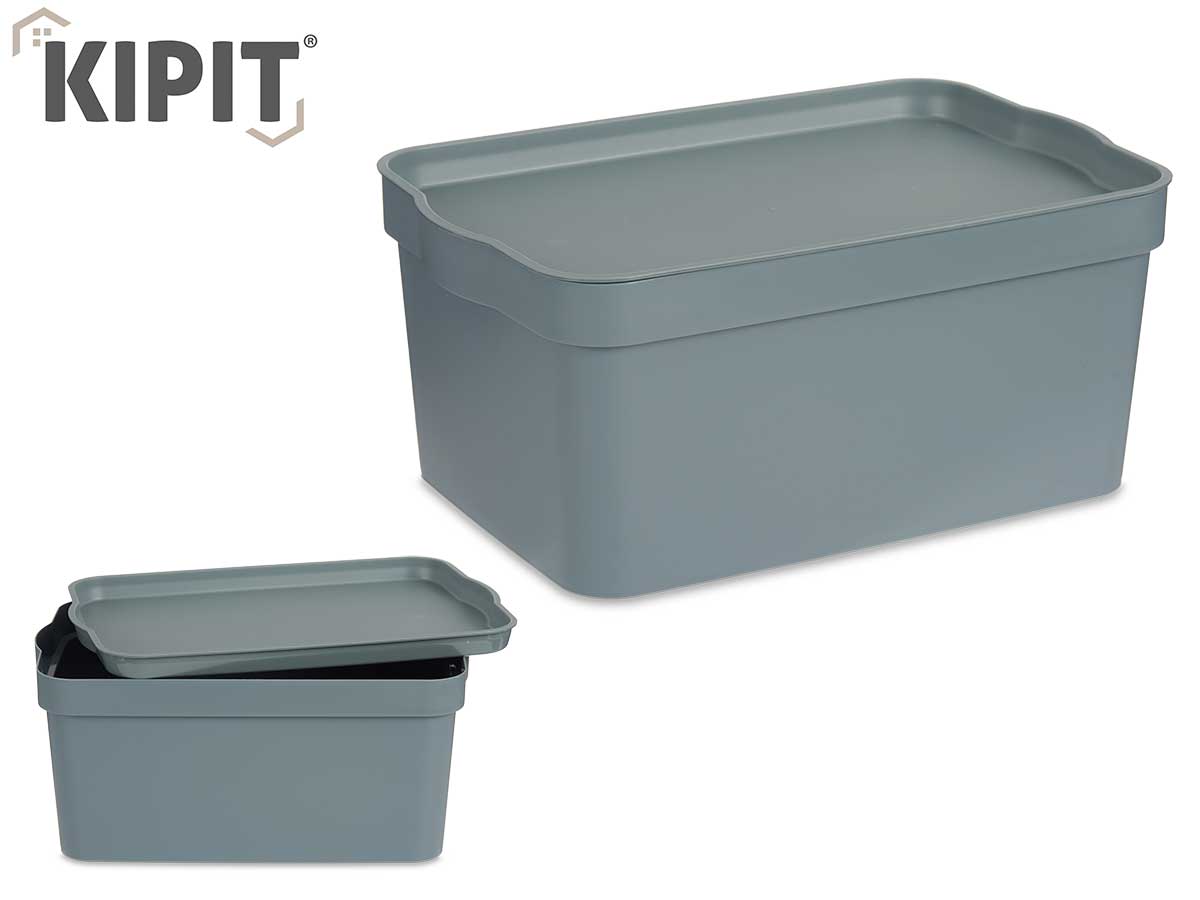 Caja De Almacenamiento De Plástico Gris Con Tapa 7.5L