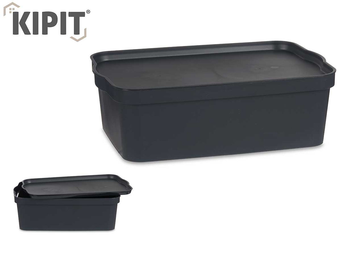 Anthracite Plastic Storage Box With Cover 14L