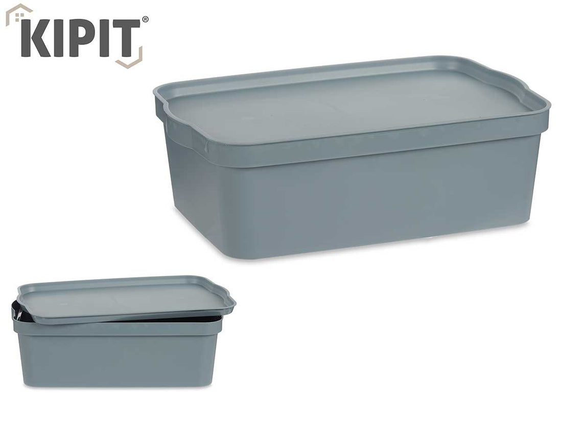 Grey Plastic Storage Box With Cover 24L