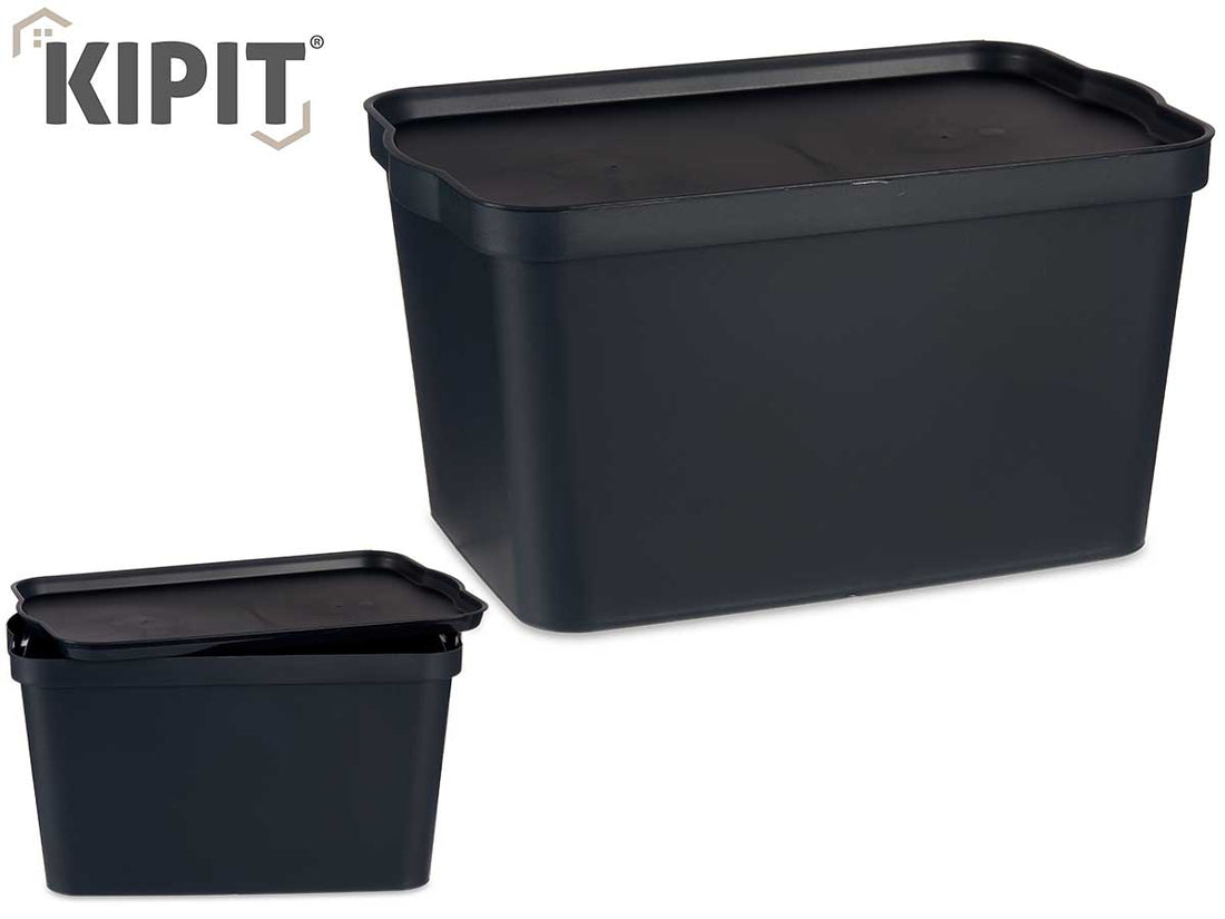 Anthracite Plastic Storage Box With Cover 24L