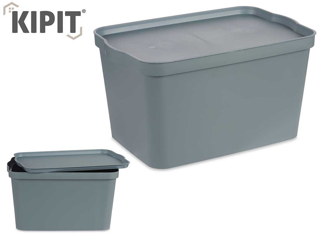 Grey Plastic Storage Box With Cover 24L