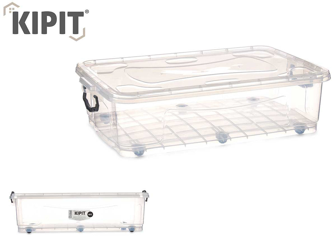 Transparent Box Under Bed 6 Wheels 40L