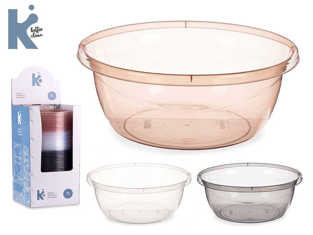 Set 3 Transparent Plastic Basin 7L