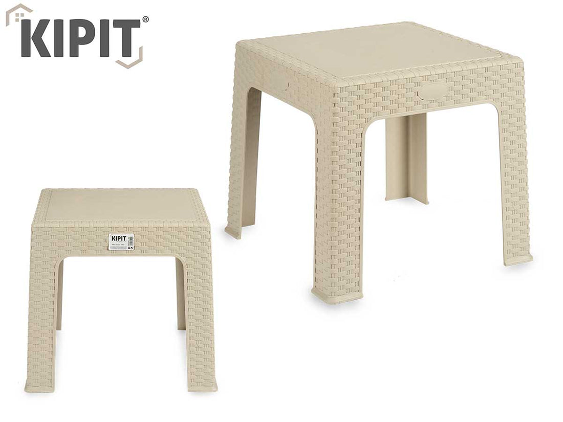 Cream Rattan Plastic Square Table