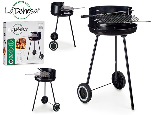 Round Barbecue With Handle And Wheels