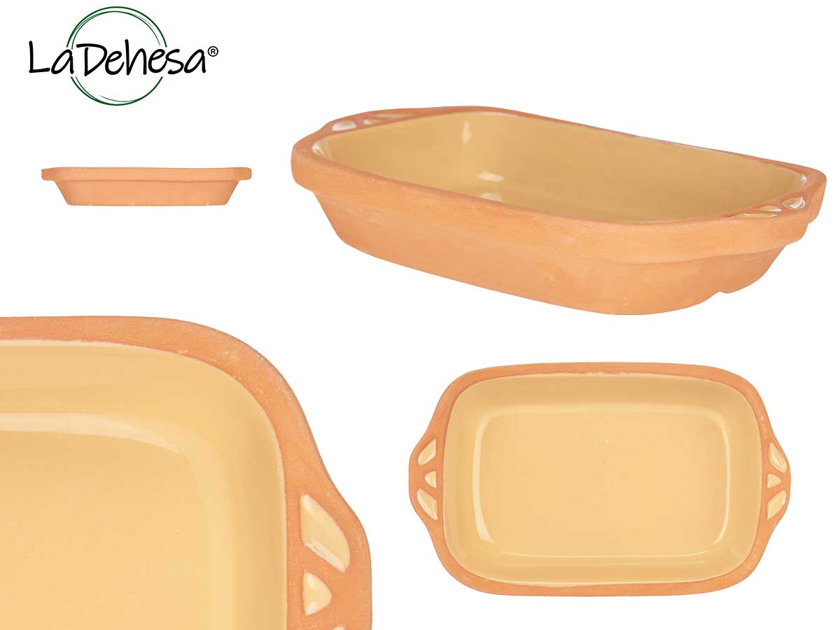 Earthenware Square Casserole Handles 23 cm Yellow