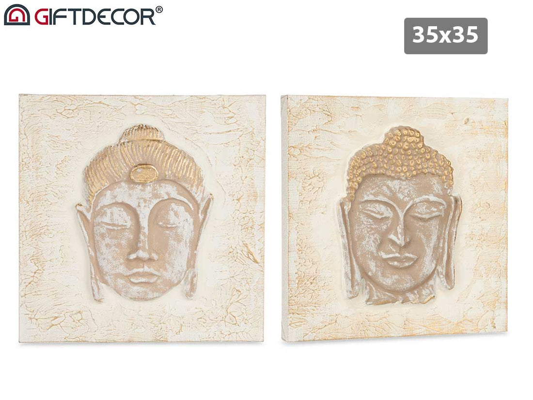 Embossed Canvas Budha Leaf 35 x 35 cm Assort 3