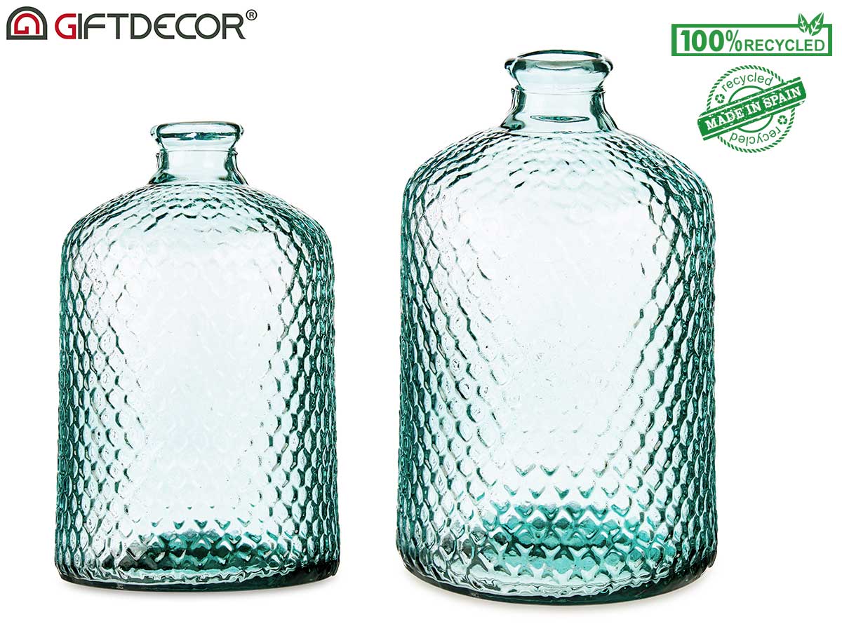 Decorative Recycled Glass Bottle Primavera Hammered 5L