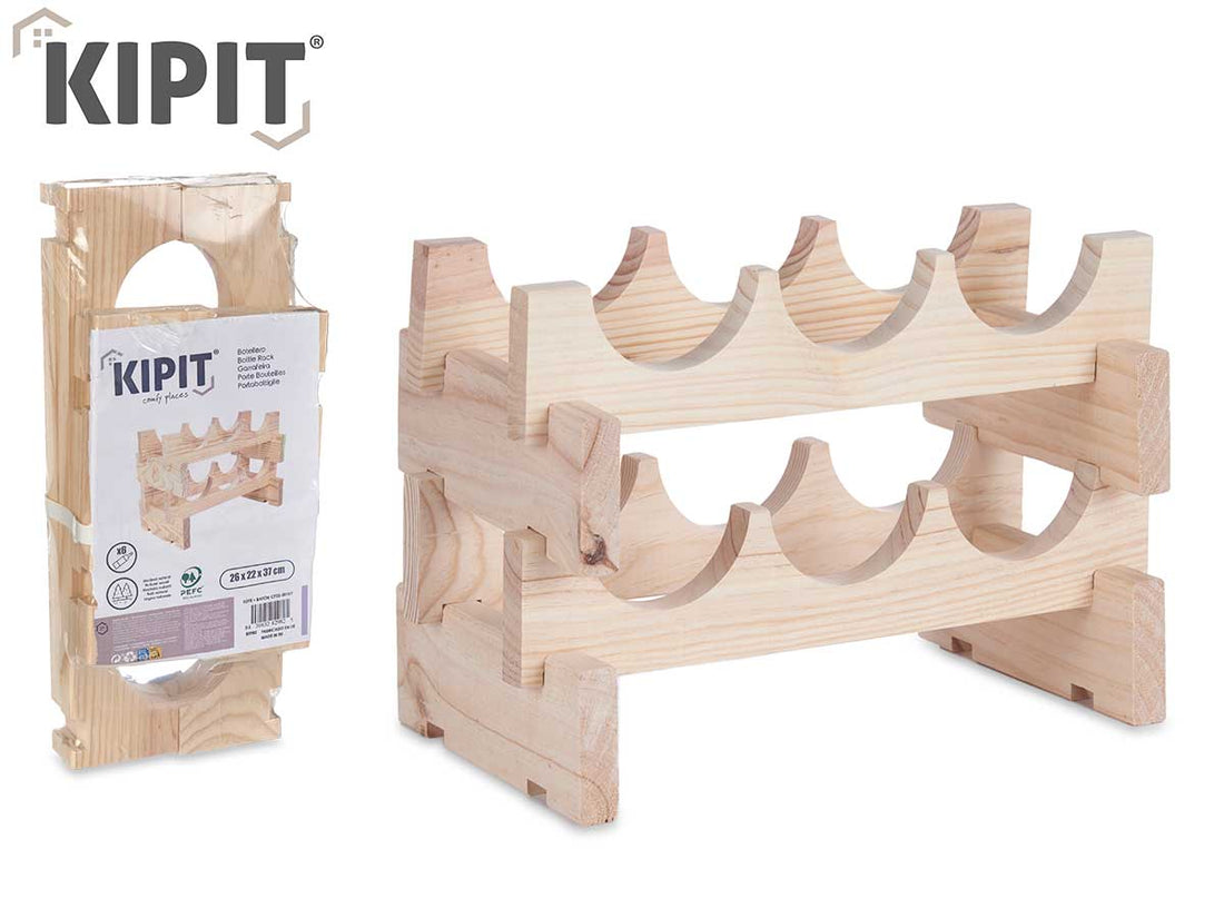 Wood Wine Rack for 6 Bottles