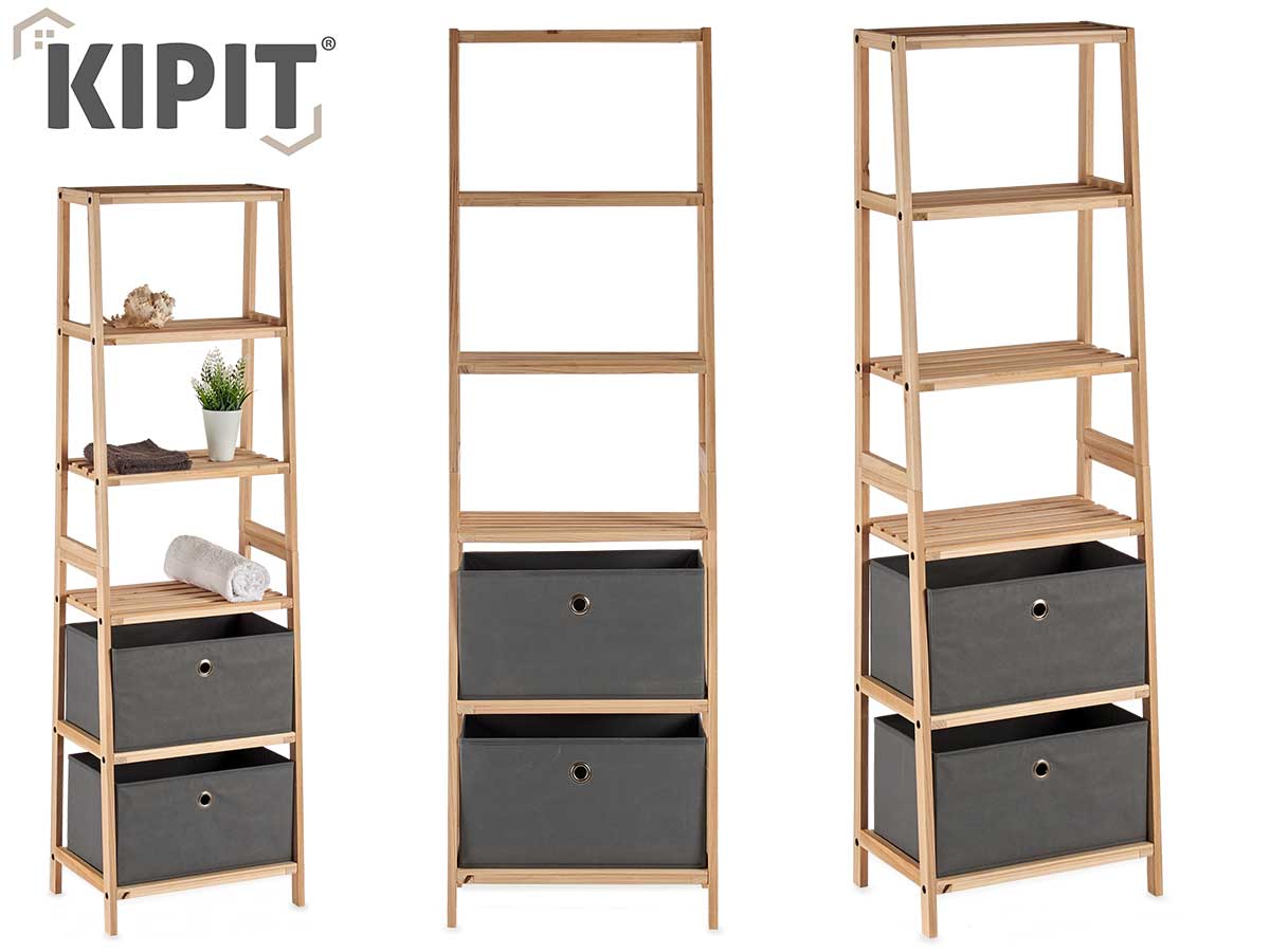 4 Rack Shelf With 2 Grey Drawers