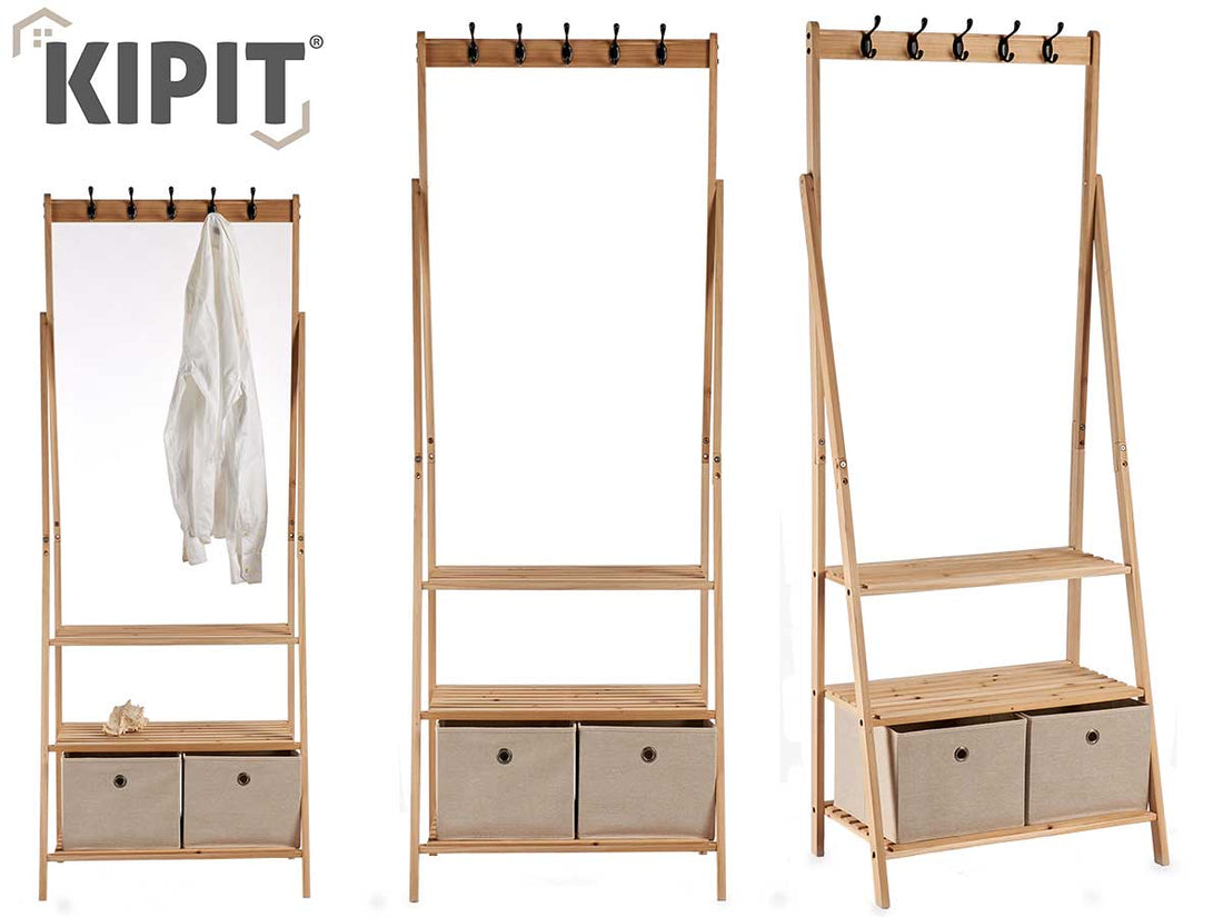 Natural High Coat Stand With 2 Drawers