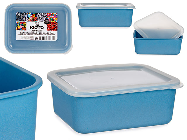 Med Blue Bamboo Container Plastic Lid 19 x 14 x 6,8 cm