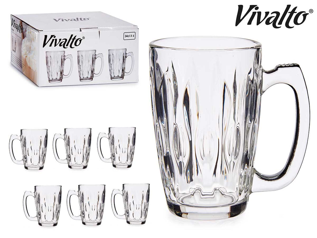 Caneca de vidro com design abstrato 340 ml