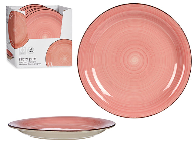 Plato Plano Liso Rosa Claro Con Borde