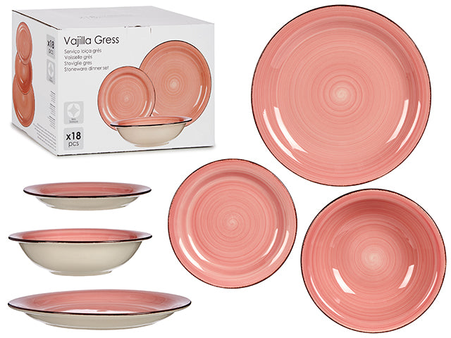 Vajilla 18 Piezas Rosa