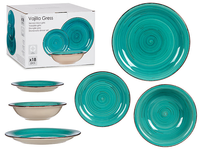 18Pcs Dinner Set Turquoise