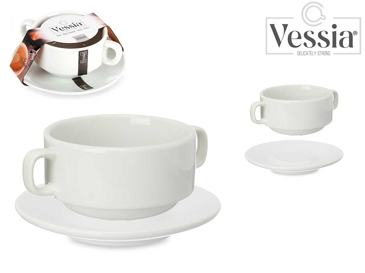 Taza Y Platillo Desayuno Porcelana 300 Ml