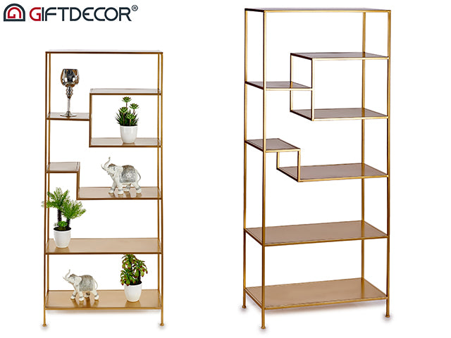 Metal Geometric Shelves 75 x 170 cm Gold