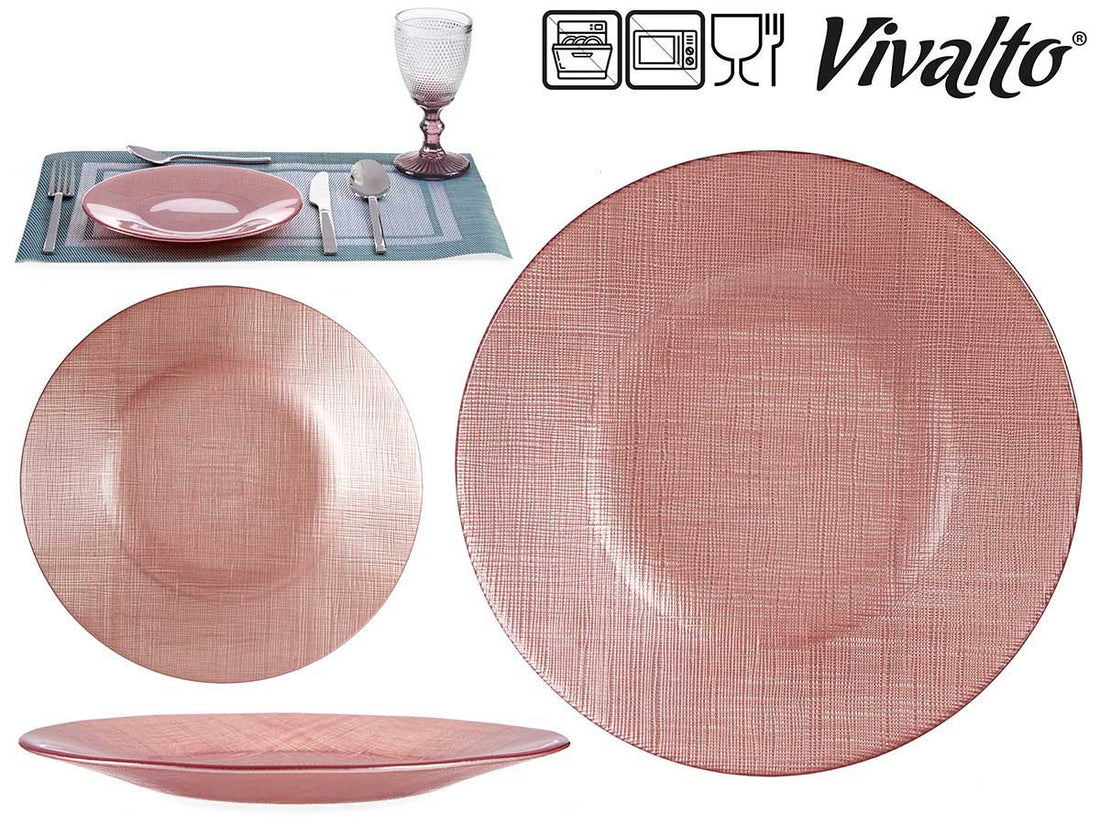 Plato de cristal rosa suave 21 cm