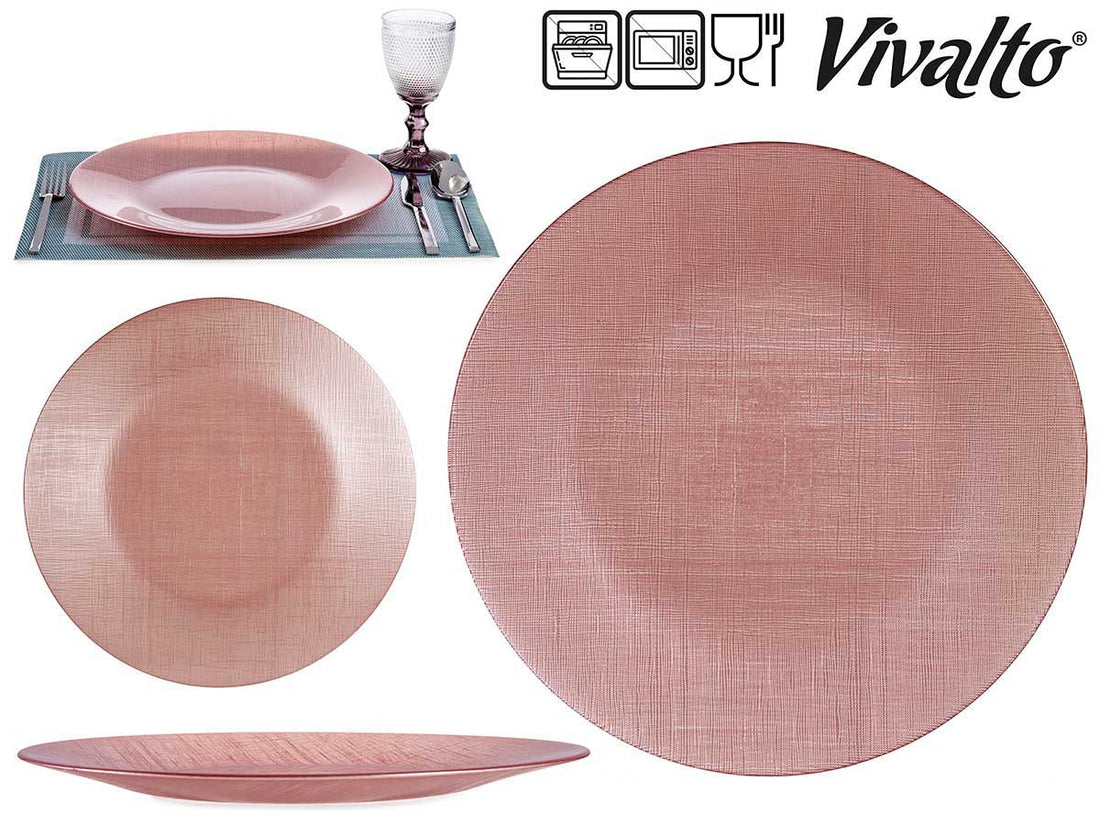 Plato de cristal rosa pastel 32 cm